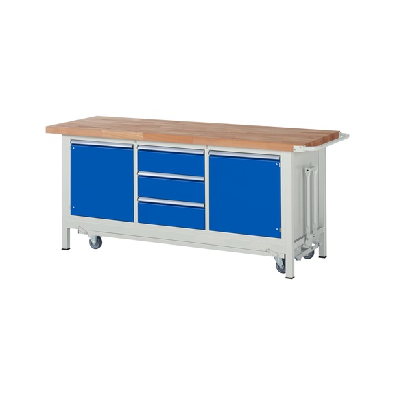 RAU Workbench with trolley 8569 2000x700x880 mm 3 drawers partial extension 1 door - Workbench (system workstation, workshop, other)