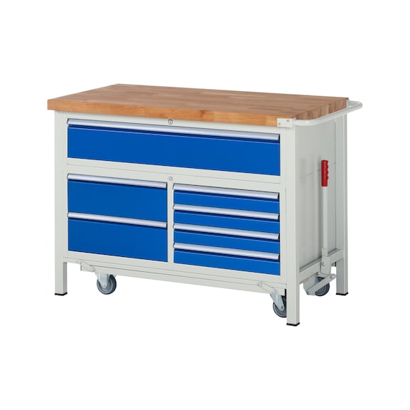 RAU Workbench with trolley 8921 1250x700x880 mm 5 drawers with partial extension - Workbench (system workstation, workshop, other)
