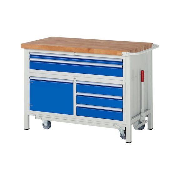 RAU Workbench with trolley 8922 1250x700x880 mm 5 drawers with partial extension - Workbench (system workstation, workshop, other)