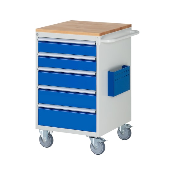 RAU Assembly trolley L5.11 580x650x975 mm 5 drawers, partial extension, beech top 25 mm - Assembly trolley (workshop)