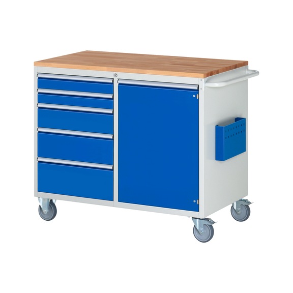 RAU Assembly trolley LL5.22 1145x650x975 mm 5 drawers partial extension 1 door beech top - Assembly trolley (workshop)