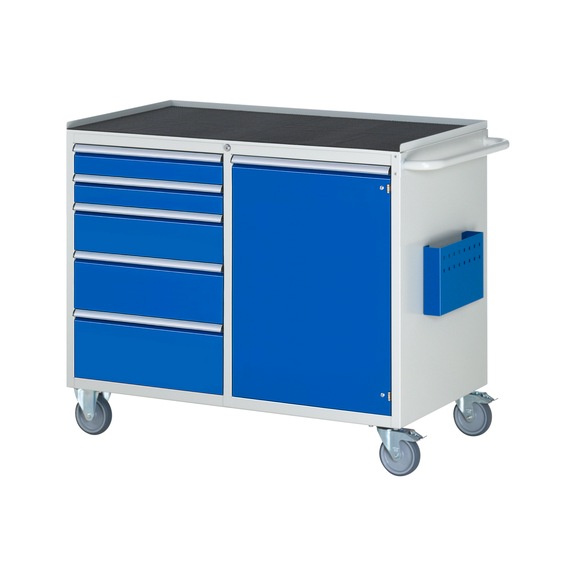 RAU Assembly trolley LL5.22 1145x650x975 mm 5 drawers partial extension 1 door metal top - Assembly trolley (workshop)