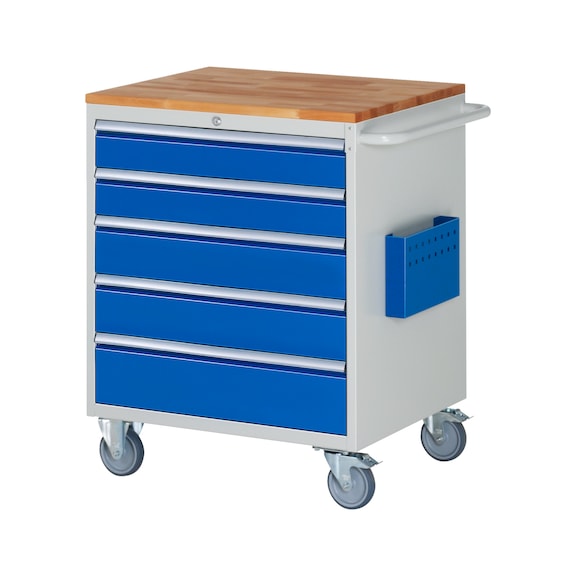 RAU Assembly trolley XL5.11 770x650x975 mm 5 drawers partial extension beech top 25 mm - Assembly trolley (workshop)