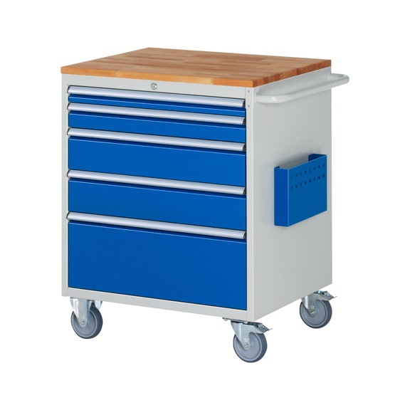RAU Assembly trolley XL5.2 770x650x975 mm 5 drawers partial extension beech top 25 mm - Assembly trolley (workshop)