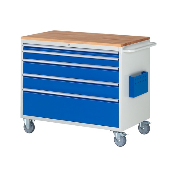 RAU Assembly trolley XXL5.2 1145x650x975 mm 5 drawers partial extension beech top 25 mm - Assembly trolley (workshop)