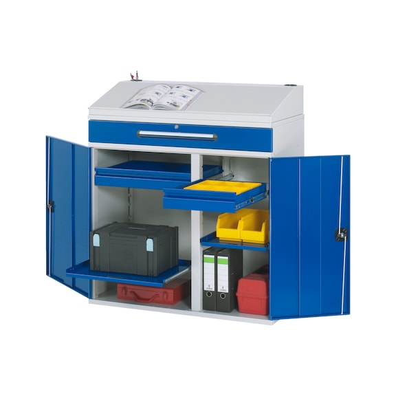 RAU Standing desk side cabinet 03T 1100x520x1110/1220 mm Writing top - Workshop cabinet