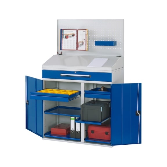 RAU Standing desk side cabinet 04T 1100x520x1110/1220/1770 mm Perforated panel rear wall - Workshop cabinet