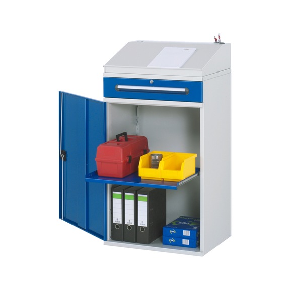 RAU Standing desk side cabinet 02 650x520x1110/1220 mm Writing top with hinged lid - Workshop cabinet