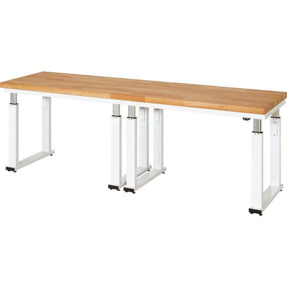 RAU workbench electrically height-adjustable 2500x700x740-1140 mm beech top - Workbench (system workstation, workshop, other)