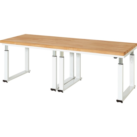 RAU workbench electrically height-adjustable 2500x900x740-1140 mm beech top - Workbench (system workstation, workshop, other)