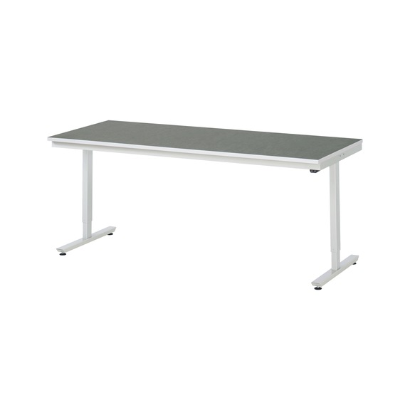 RAU work table electrically height-adjustable 2000x800x720-1120 mm linoleum top - Work table (technical)
