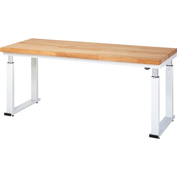 RAU workbench electrically height-adjustable 2000x700x740-1140 mm beech top - Workbench (system workstation, workshop, other)