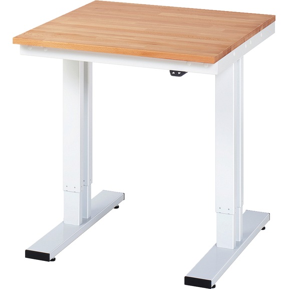 RAU workbench electrically height-adjustable 750x800x720-1120 mm beech top - Workbench