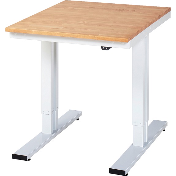 RAU workbench electrically height-adjustable 750x1000x720-1120 mm beech top - Workbench