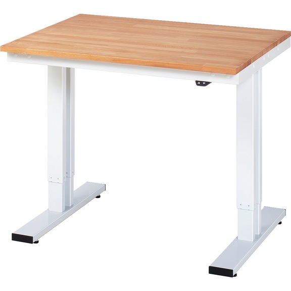 RAU workbench electrically height-adjustable 1000x800x720-1120 mm beech top - Workbench
