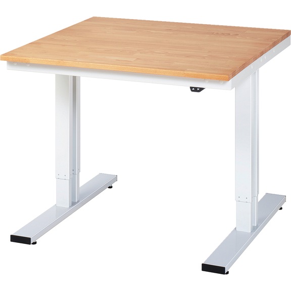 RAU workbench electrically height-adjustable 1000x1000x720-1120 mm beech top - Workbench