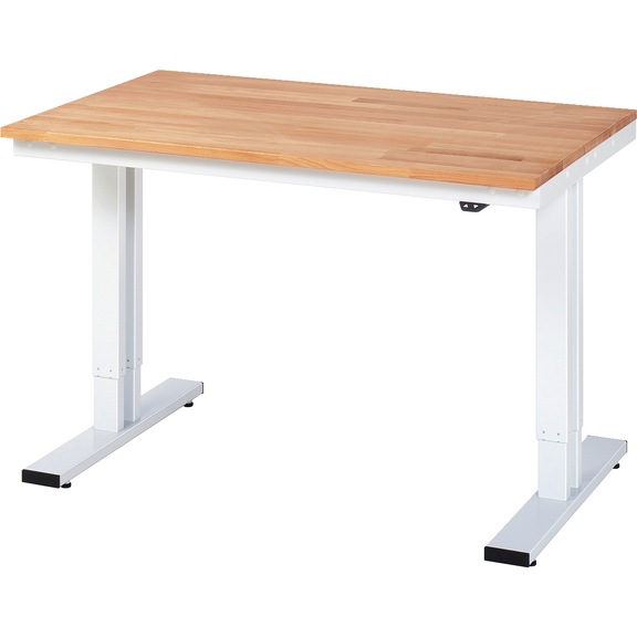 RAU workbench electrically height-adjustable 1250x800x720-1120 mm beech top - Workbench