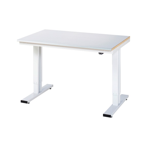 RAU workbench electrically height-adjustable 1250x800x720-1120 mm sheet steel 25 mm - Workbench