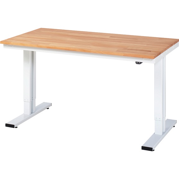 RAU workbench electrically height-adjustable 1500x800x720-1120 mm beech top - Workbench