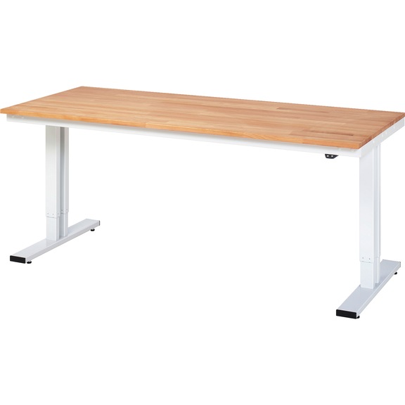 RAU workbench electrically height-adjustable 2000x800x720-1120 mm beech top - Workbench