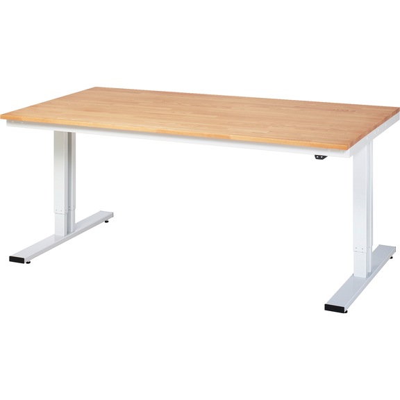 RAU workbench electrically height-adjustable 2000x1000x720-1120 mm beech top - Workbench
