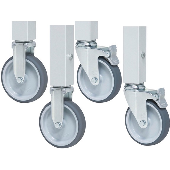 RAU castor set with expander attachment 2 fixed and 2 swivel castors with brakes - Operating equipment, workshop equipment (accessories, other)