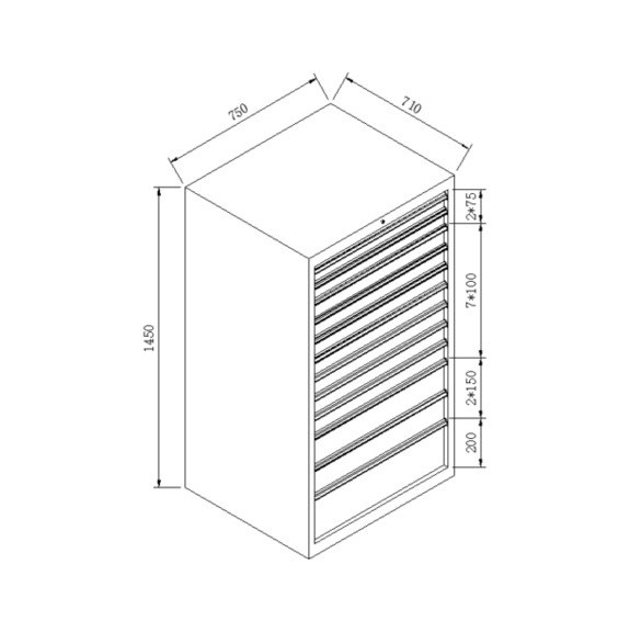 工具柜W750*D710*H1450mm - 工具柜