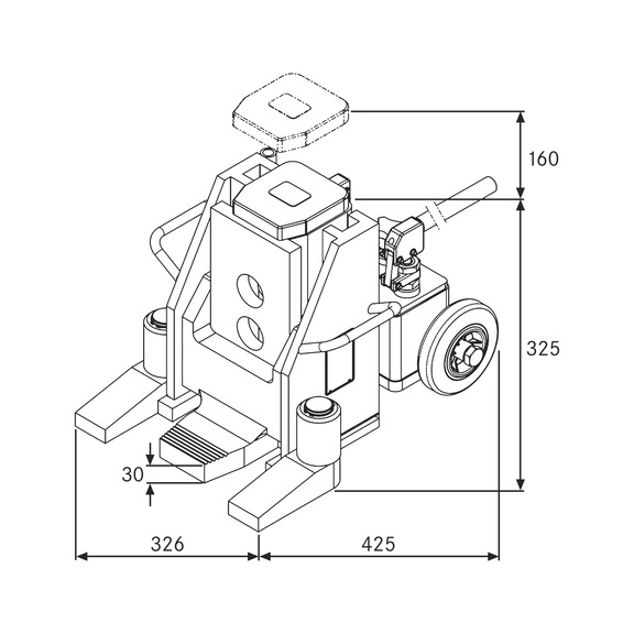 Dispositif de levage hydraulique universel pour machine 20 t - Dispositif de levage hydraulique avec patte de levage réglable