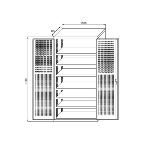 挂板柜W1000*D500*H1800mm,颜色:正面RAL5010，主体RAL7035 - 储物柜