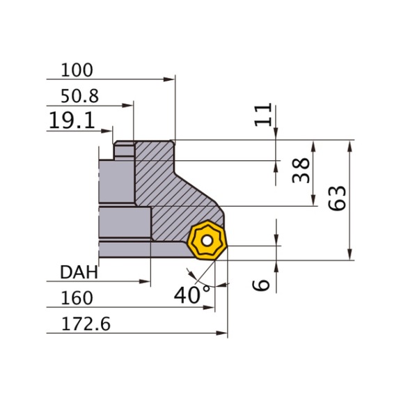 MITSUBISHI MATERIALS AHX640WL16022F MITSUBISHI, Planfr&auml;ser - AHX6, Wendeschneidplattenfr&auml;ser