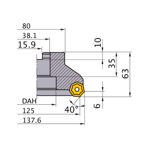MITSUBISHI MATERIALS AHX640WR12512E MITSUBISHI, Planfr&auml;ser - AHX6, Wendeschneidplattenfr&auml;ser