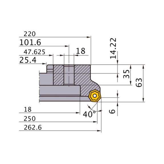 MITSUBISHI MATERIALS AHX640WR25036K MITSUBISHI, Planfr&auml;ser - AHX6, Wendeschneidplattenfr&auml;ser
