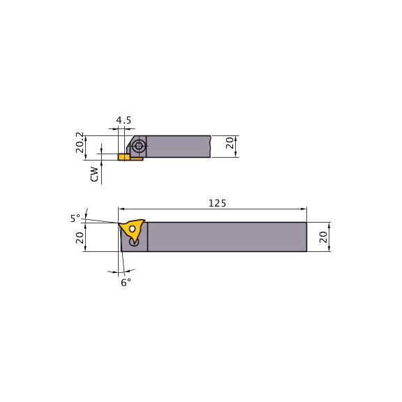 MITSUBISHI MATERIALS MGHR2020K4333 MITSUBISHI, Aussendrehhalter, Einstechen - MGH, Stechhalter, radial