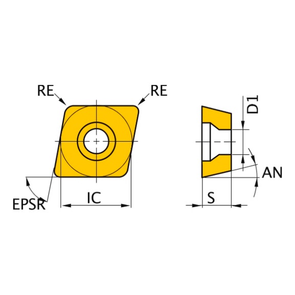 CCGT04T002MR-F MS6015 MITSUBISHI, WSP, Drehen, beschichtet - CCGT, Wendeschneidplatte, positiv