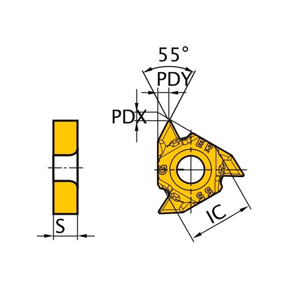 MMT16ERA55-S VP15TF MITSUBISHI, WSP, Gewindeschneiden, beschichtet - MMT16ER, Wendeschneidplatte, Gewindedrehen