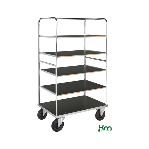 Chariot à étagères av 5 zones de charg., 1000x700x1800 mm, 2 roues double frein - Chariot à étagères série 500, capacité de charge 500 kg