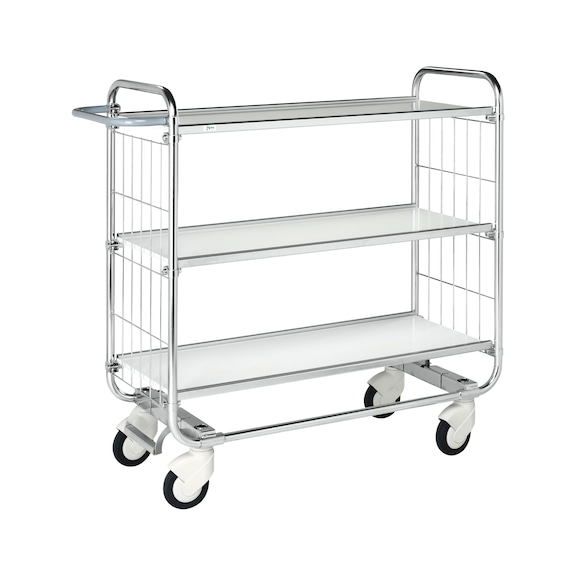 Shelf trolley, 3 load areas, load capacity 250 kg 1195x470 mm, central brake - 8000 series shelf trolley, load capacity 250 kg, central brake