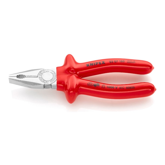 KNIPEX Combination pliers chrome-plated dip-insulated VDE-tested 180 mm Article 03 07 180 - Combination pliers