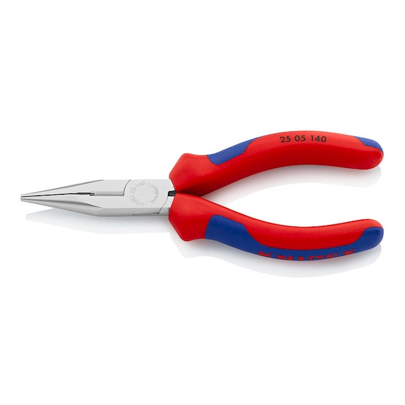 KNIPEX Round nose pliers with cutting edge, chrome-plated 140 mm Article 25 05 140 - Flat nose pliers