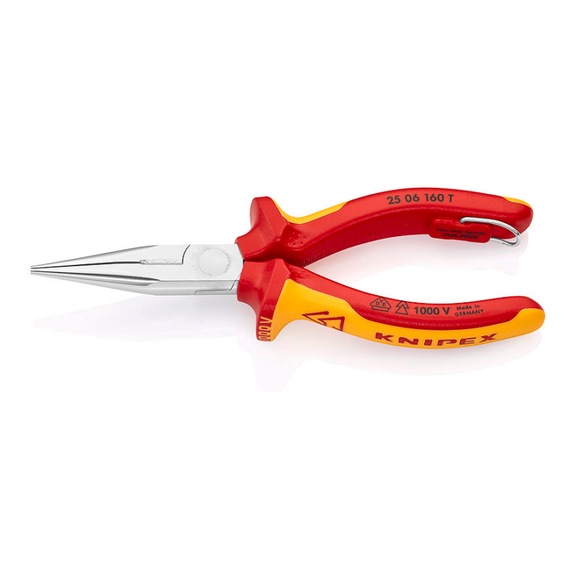 KNIPEX Round nose pliers with cutting edge/fastening eye VDE 160 mm 25 06 160 T - Flat nose pliers