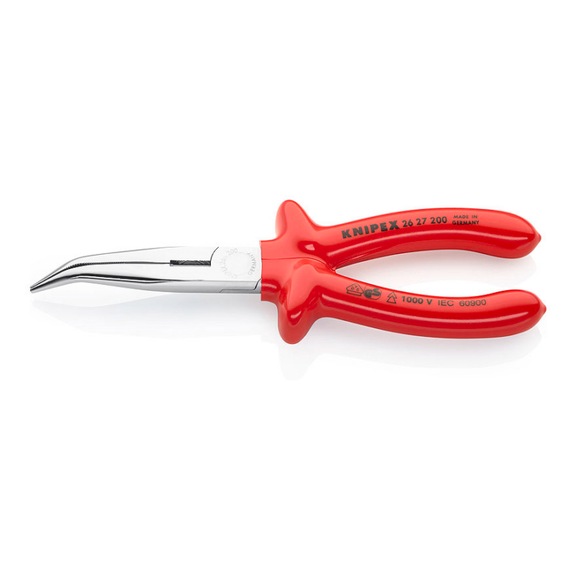 KNIPEX Round nose pliers with cutting edge, dip-insulated VDE 200 mm Article 26 27 200 - Flat nose pliers
