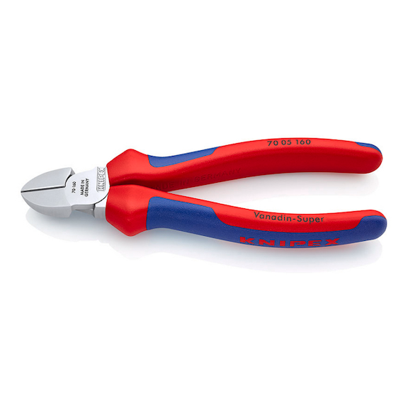 KNIPEX side cutters 160 mm chrome-plated head with two-component handle - Side cutters with 2-component grip cover