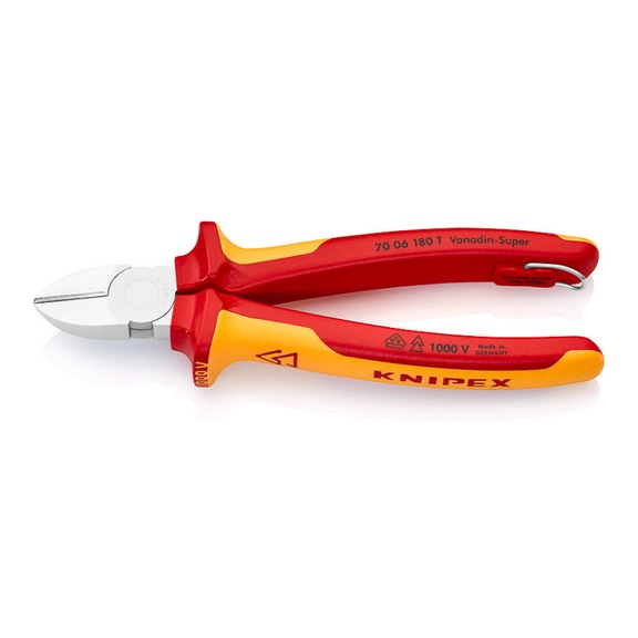KNIPEX Seitenschneider mit Befestigungsöse VDE 180 mm Artikel 70 06 180 T - Seitenschneider