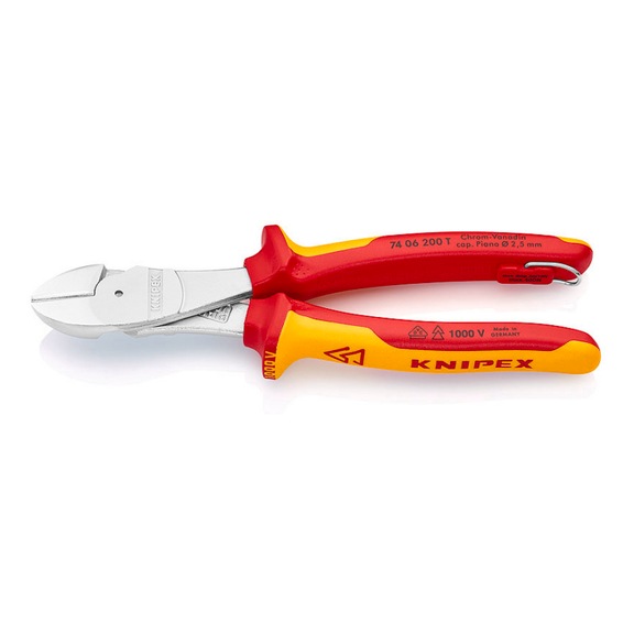 KNIPEX Diagonal cutters with fixing eye VDE 200 mm Article 74 06 200 T - Side cutter