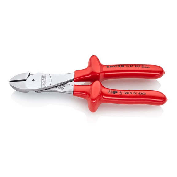KNIPEX Heavy-duty diagonal cutters, dip-insulated VDE 200 mm Article 74 07 200 - Side cutter