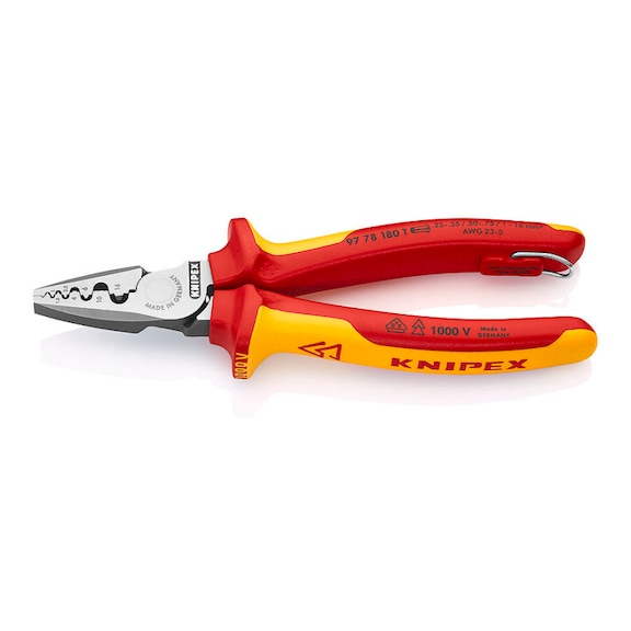 KNIPEX Crimping pliers for wire end ferrules insulated VDE 180 mm Article 97 78 180 T - Crimping pliers