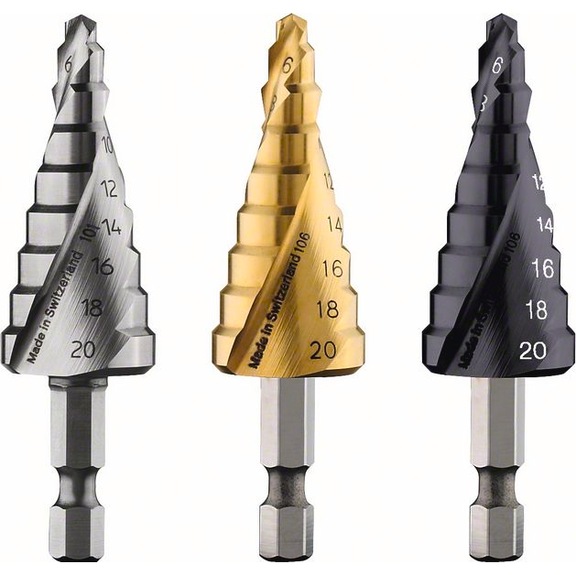 BOSCH step drill HSS-TiN 4 - 20 mm 1/4-inch 70.5 mm 9 steps 2608587433 - Step drill (non-detachable cutting edges)
