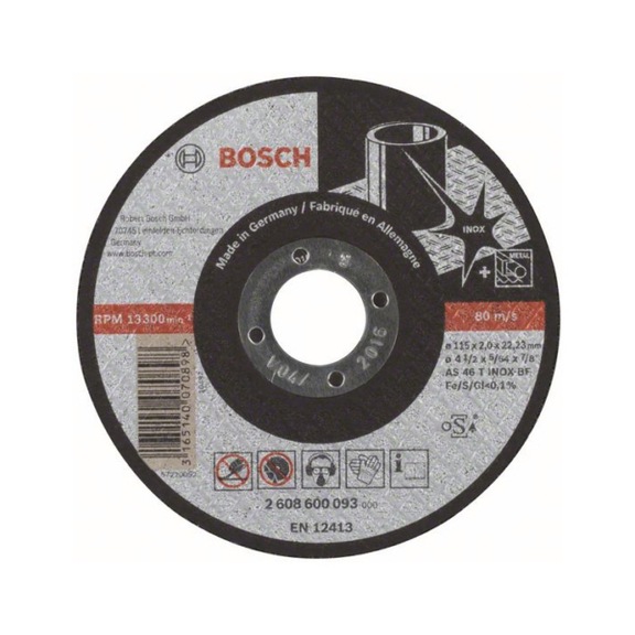 BOSCH Cut-off wheel straight Expert for Inox AS 46 T INOX BF 115 mm 2 mm 2608600093 - Abrasive made of bonded abrasive with bore or thread