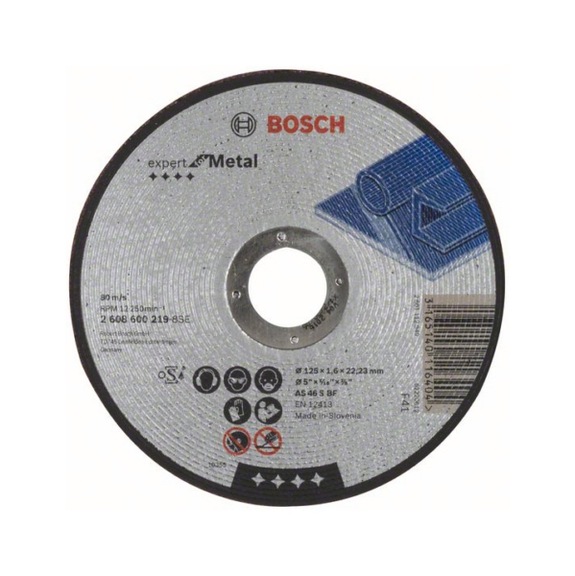 BOSCH Cut-off wheel straight Expert for Metal AS 46 S BF 125 mm 1.6 mm 2608600219 - Abrasive made of bonded abrasive with bore or thread