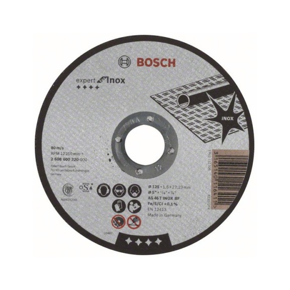 BOSCH Cut-off wheel straight Expert for Inox AS 46 T INOX BF 125mm 1,6mm 2608600220 - Abrasive made of bonded abrasive with bore or thread